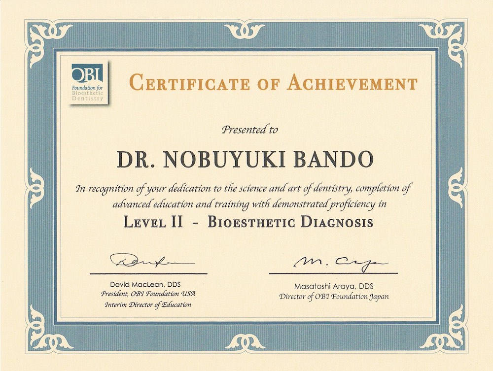 OBI level Ⅱ- bioesthetic diagnosis（荒谷昌利先生）